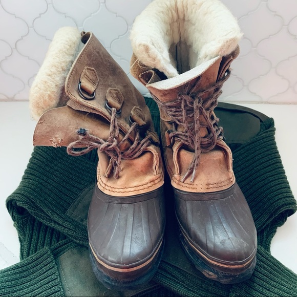 Sorel Shoes - Sorel Alpine 'Vintage Caribou' Black & Tan Boots Size 4